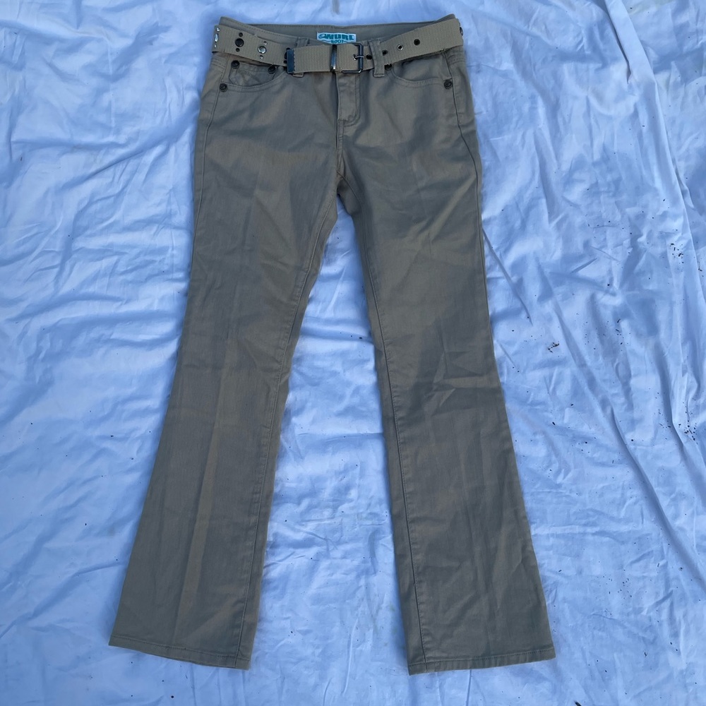 Wurl Boot khaki low rise bootcut jeans with belt - Picture 2 of 8
